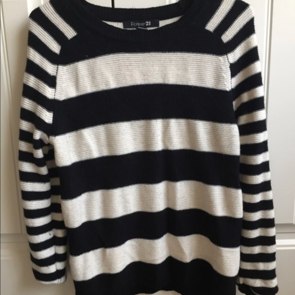 Black and white striped knit sweater